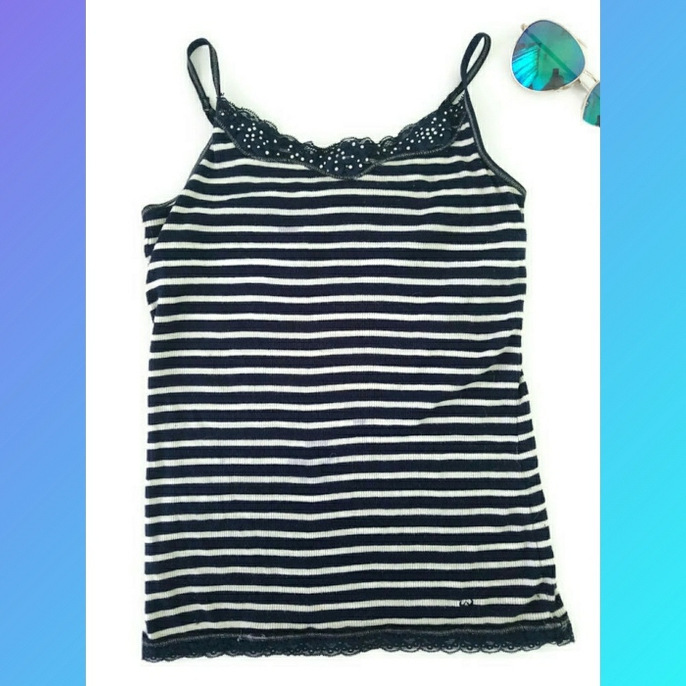 Girls Limited Too Navy Stripe Cami Top Size 12
